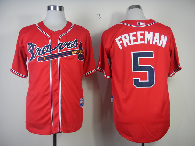 Men Atlanta Braves 5 Freeman Red MLB Jerseys1